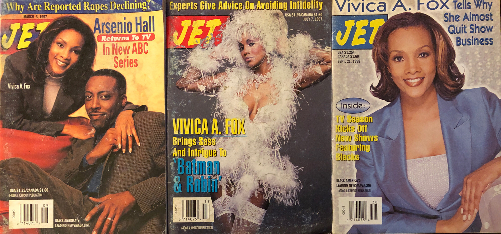 Vivica A Fox 1997, 1998 JET Magazine Lot of 3 Arsenio Hall / Batman & Robin