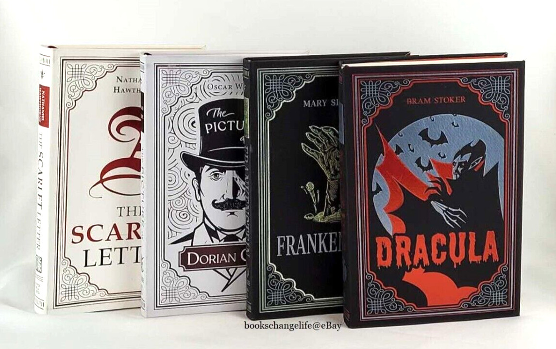 DRACULA, FRANKENSTEIN, PICTURE OF DORIAN GRAY, SCARLET LETTER 4 Classics Set