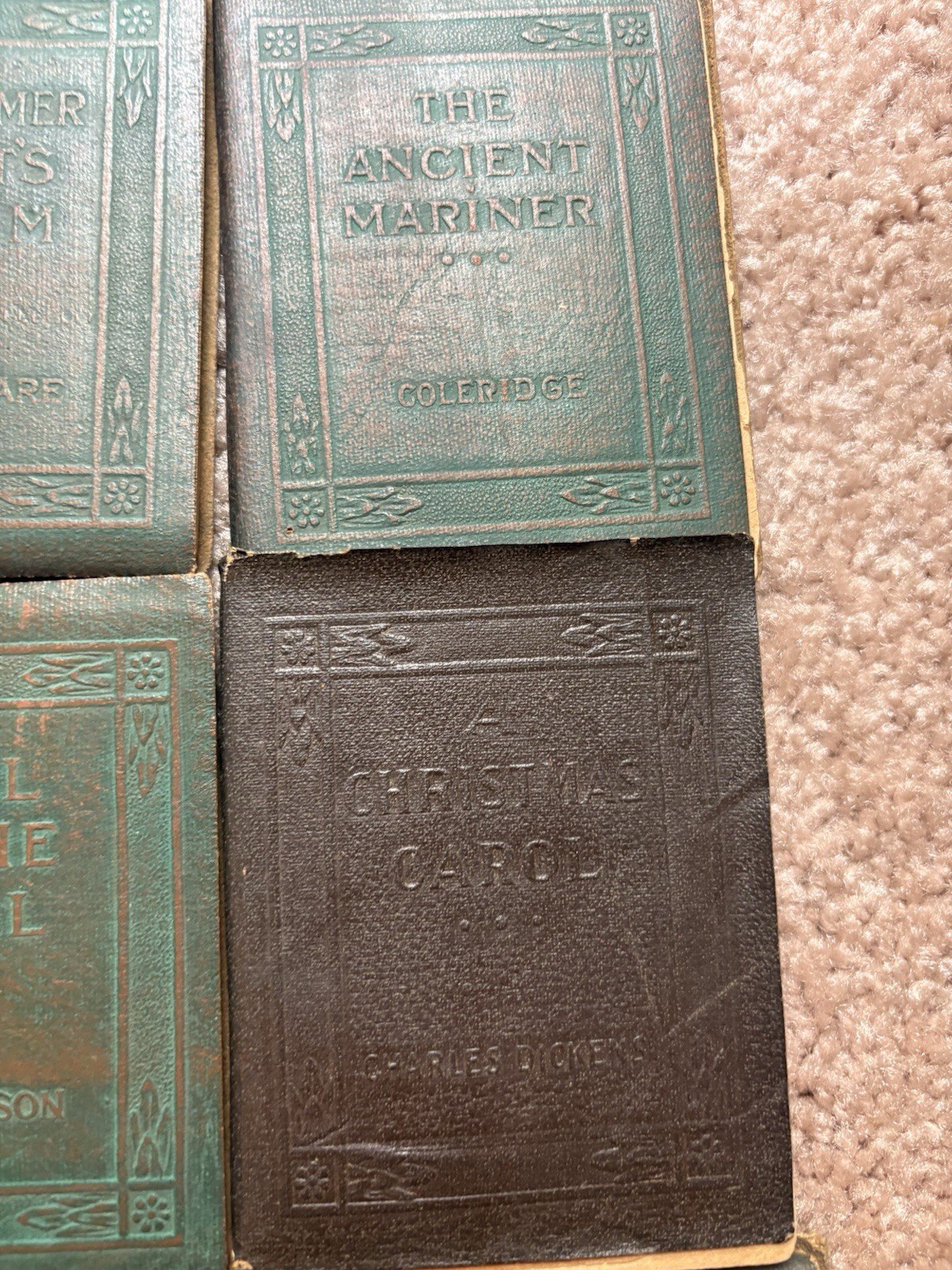 26 Antique Little Leather Library Mini Books Lot Wilde Dickens Stevenson