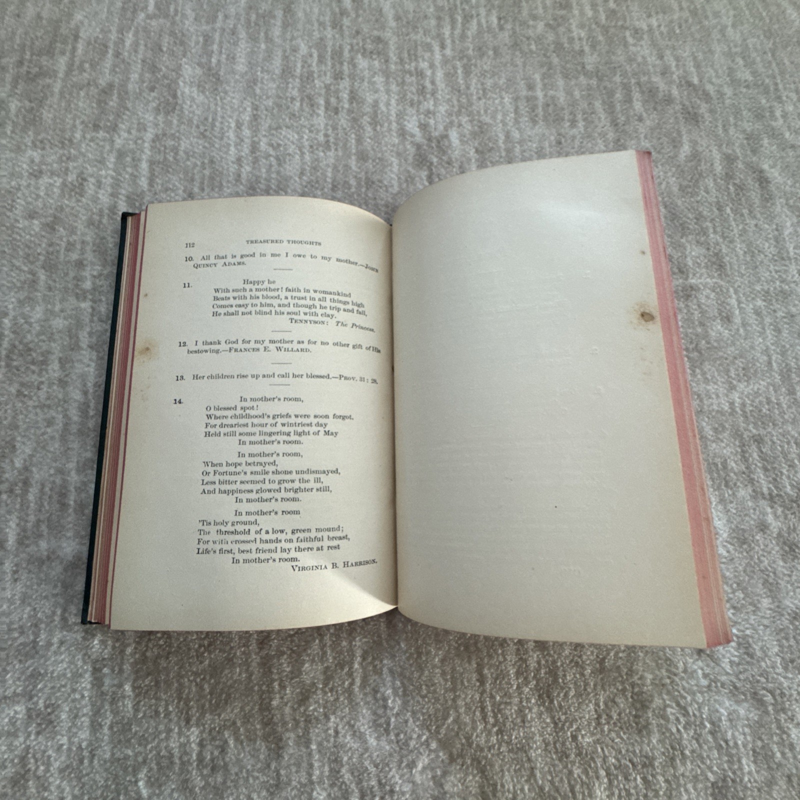 Antique Treasured Thoughts Gleaned From The Fields Of Literature FV Irish, 1892