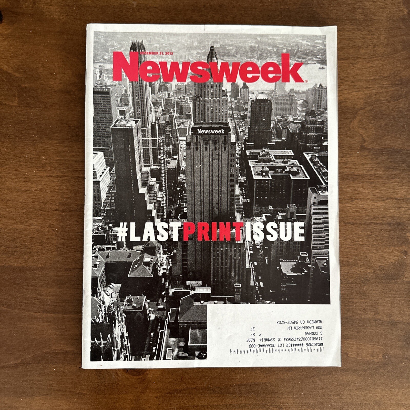 The Last Print Issue of Newsweek Magazine – December 31, 2012