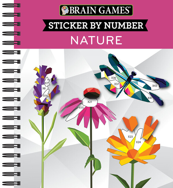 Brain Games – Sticker By Number: Nature (2 Books In 1 – Geometric Stickers)