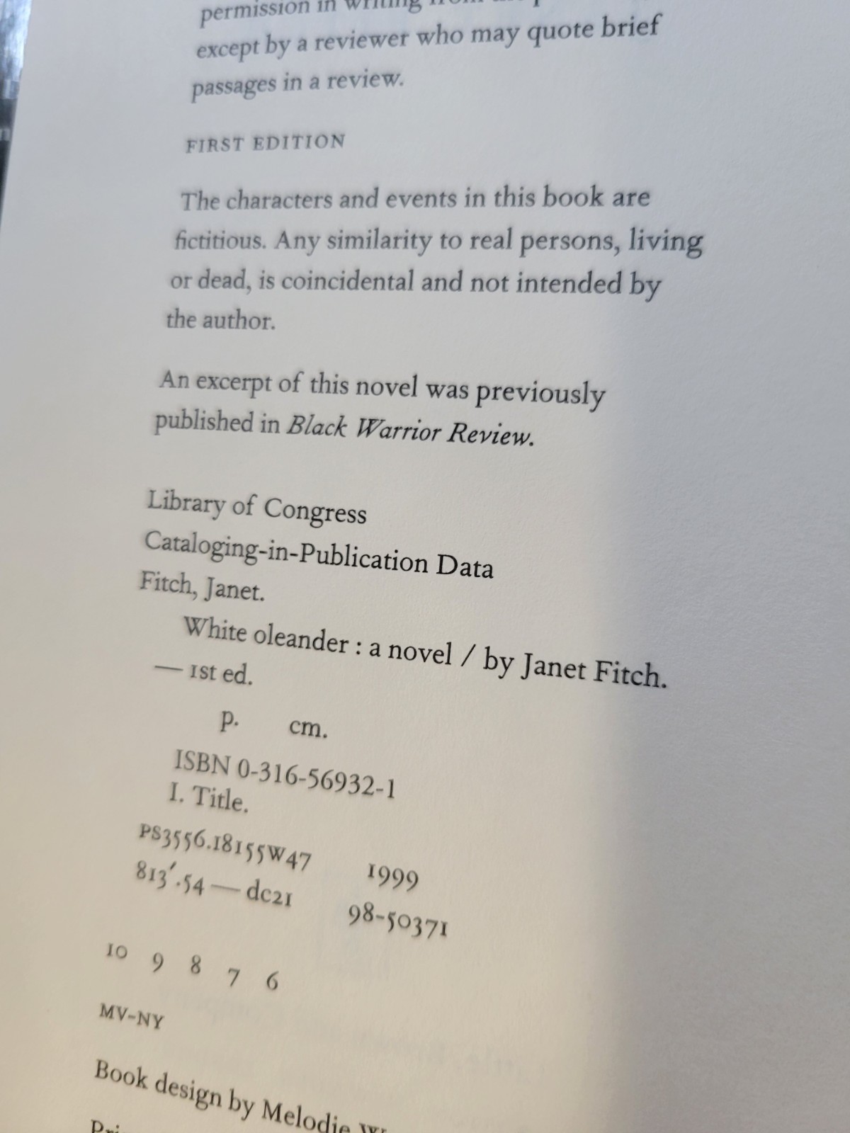 White Oleander by Janet Fitch HC