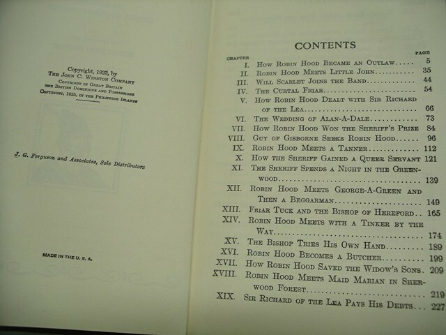 Robin Hood book 1925 Edition, iIlustrated, John C. Winston Co. 344 pages.