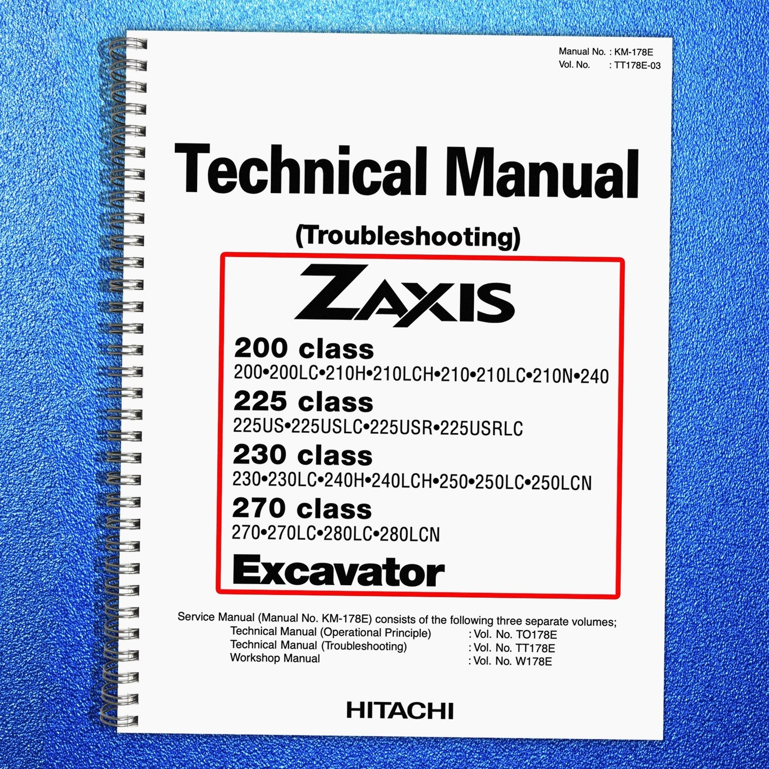 HITACHI ZAXIS 200 225 230 270 Class Excavator Technical Manual – WIRE BIND