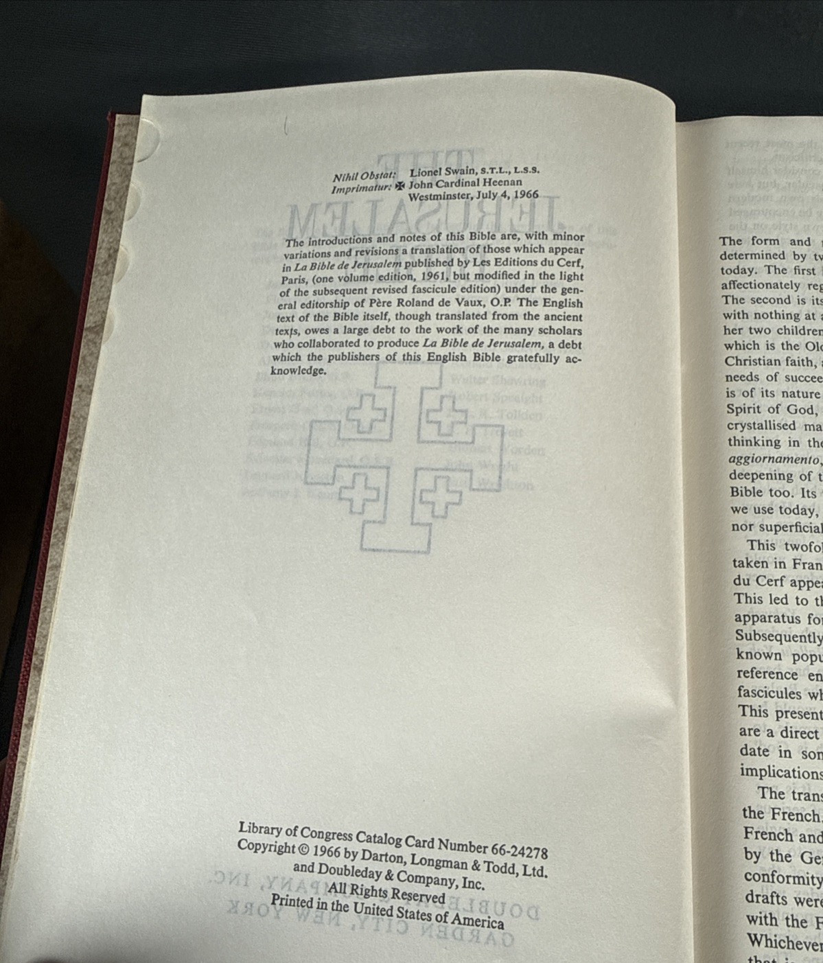 1966 Jerusalem Bible Doubleday Catholic Bible Thumb Indexed Hardcover Slipcase