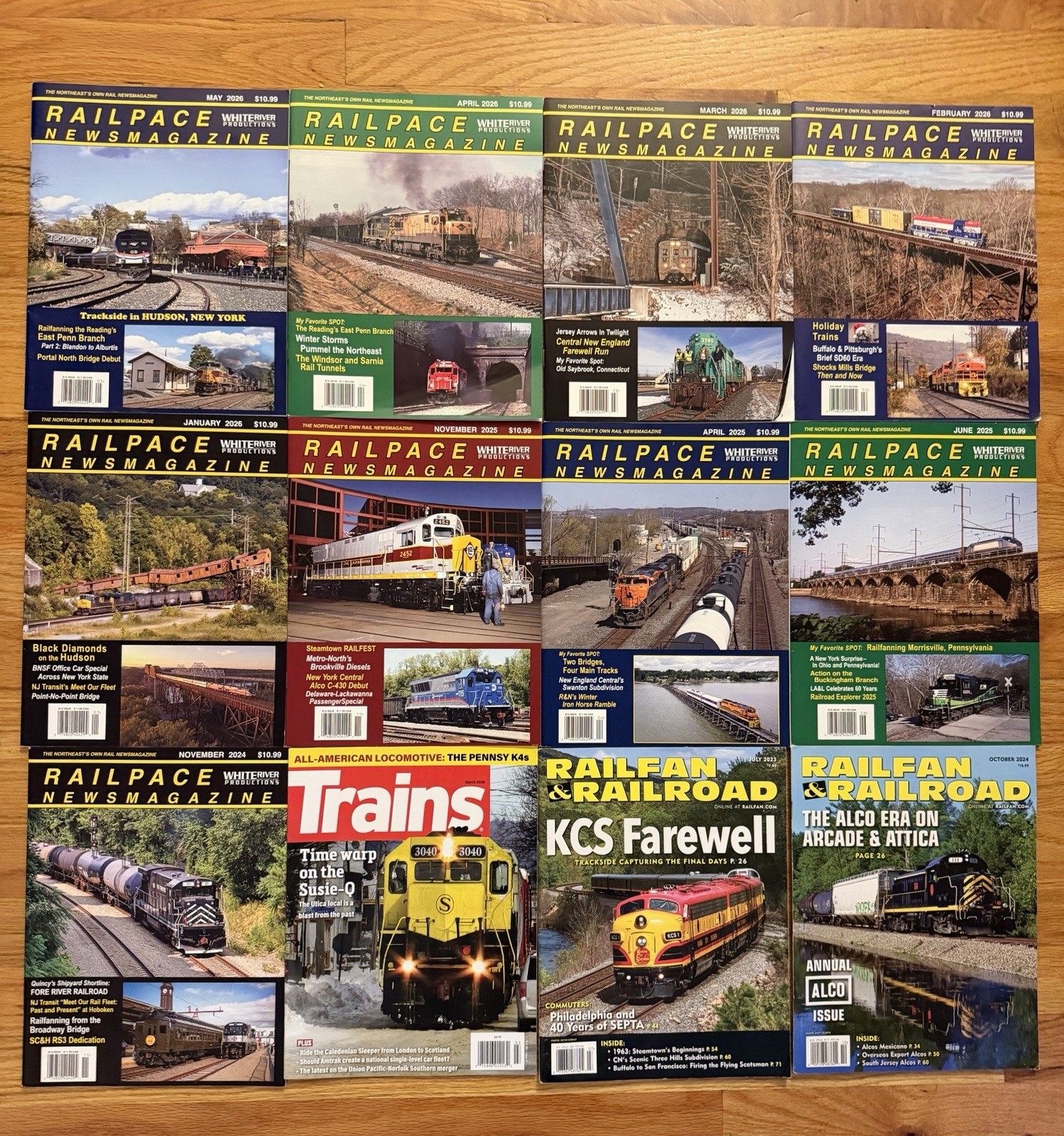 Lot 12 Magazine: 11 Railpace (2024-26); Trains (2026); 2 Railfan Railroad 23, 24