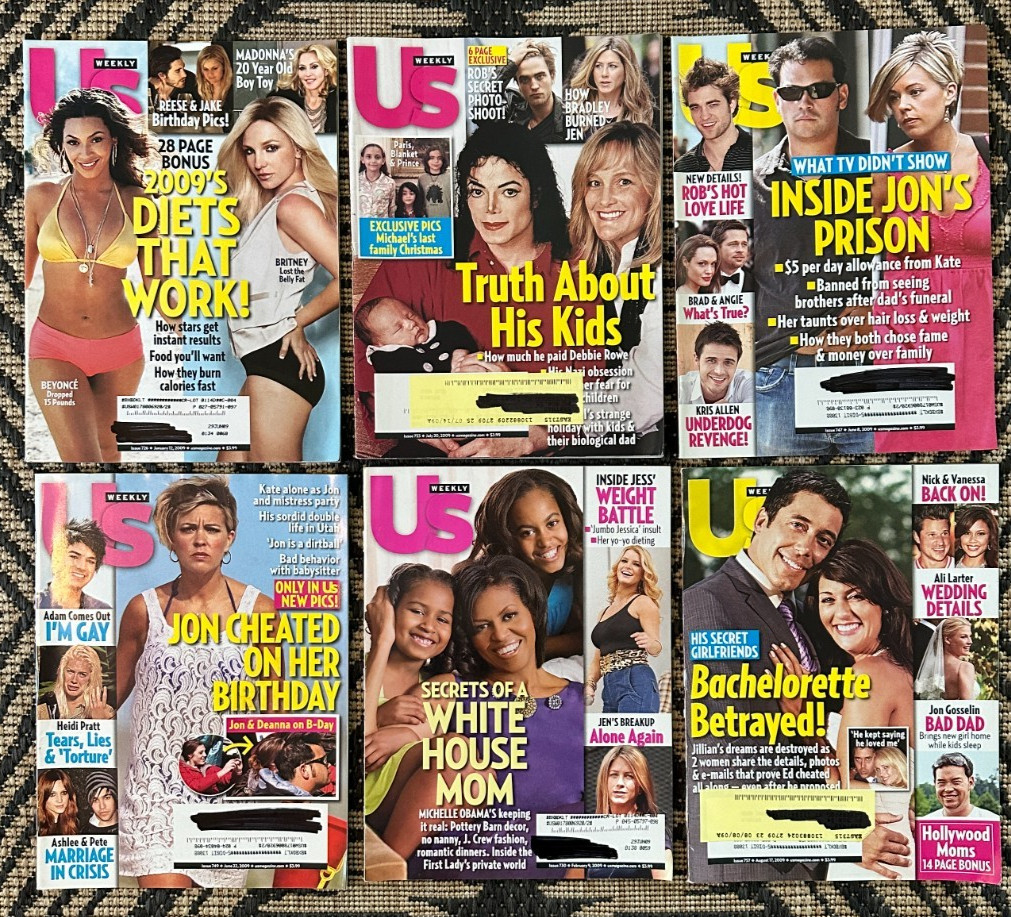 Vintage Lot of 6 US Weekly Magazines 2009 Celebrity Gossip Fashion Party Life