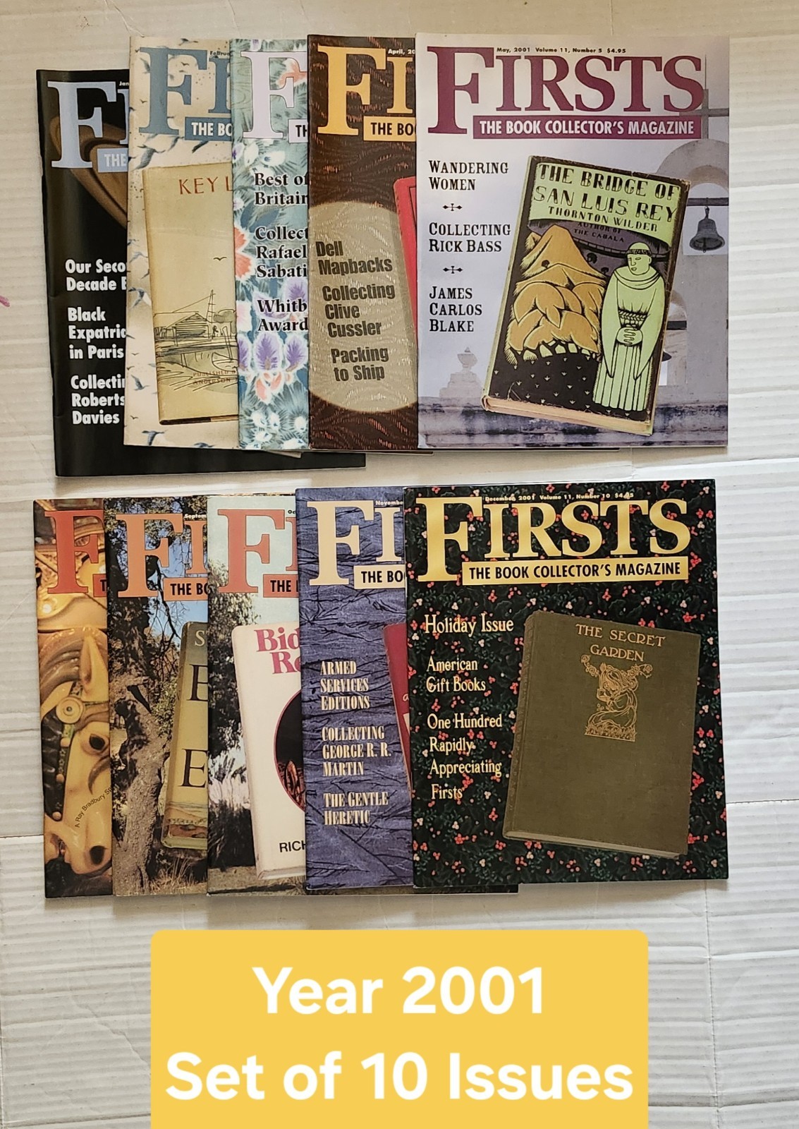 Firsts The Book Collector’s Magazine Jan-Dec 2001 Set Of 10 Issues Vintage