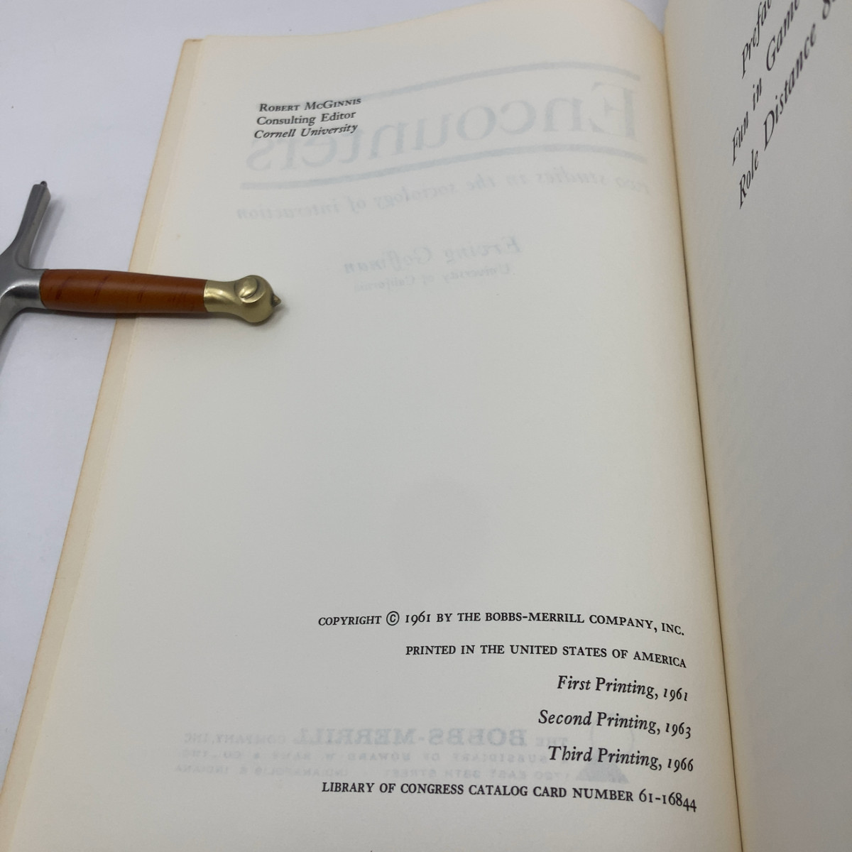 Encounters by Erving Goffman PB First Edition Very Good 1961