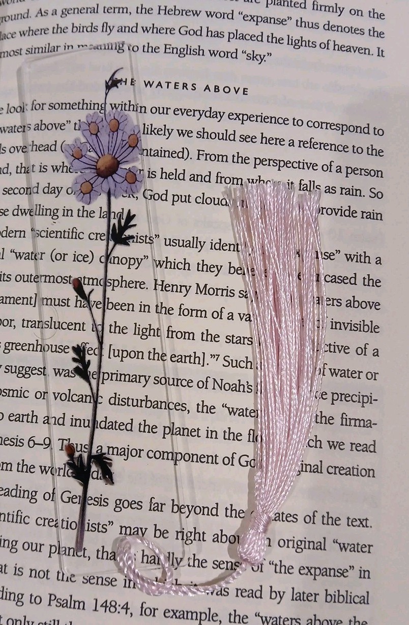 Flowers Bookmark with Tassel – Acrylic – Size Is 5.1″ X 1.8″ – New – Fast Ship