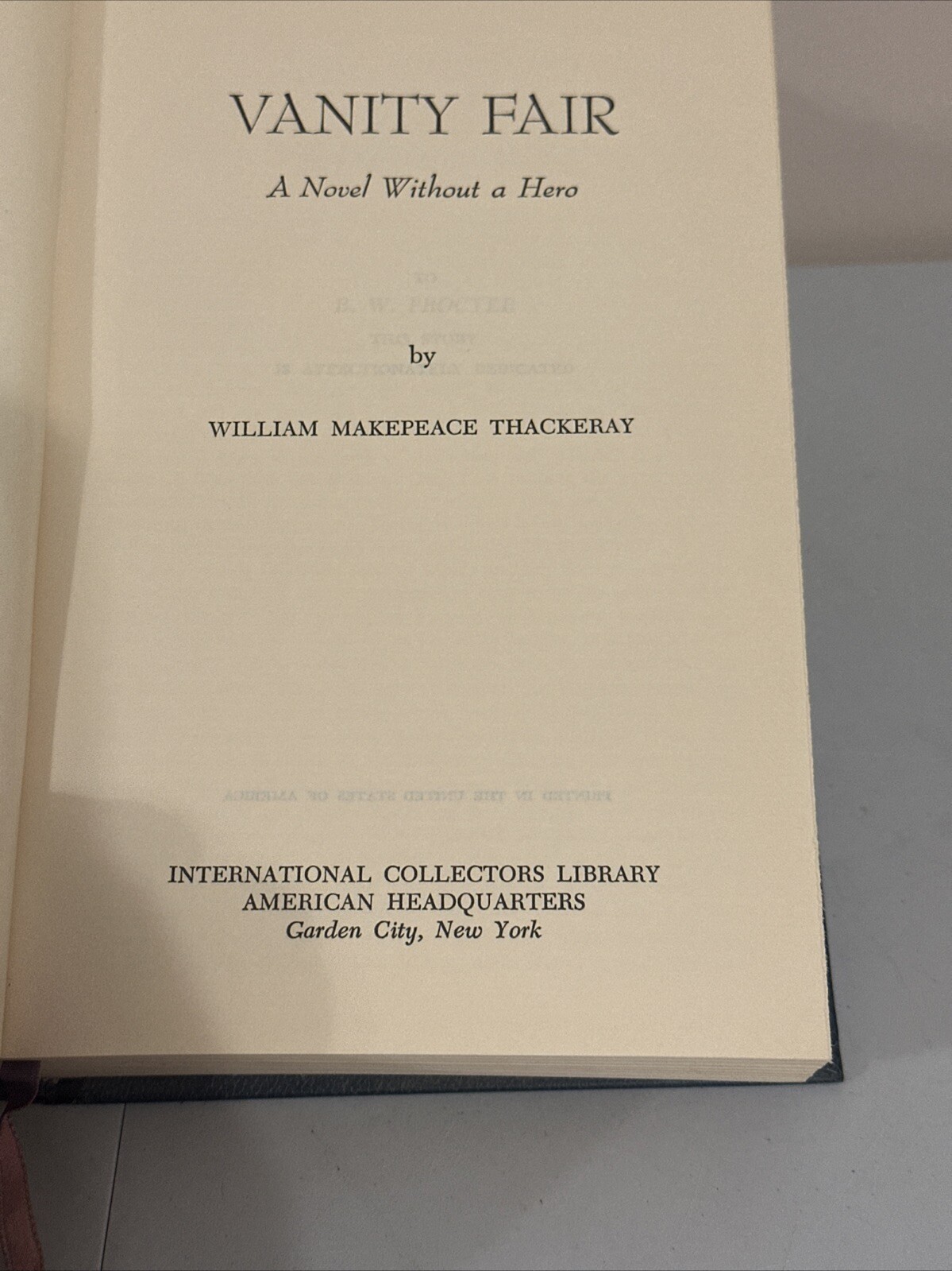 Vanity Fair Thackeray, International Collerctors Library, Leather Like, Book VTG