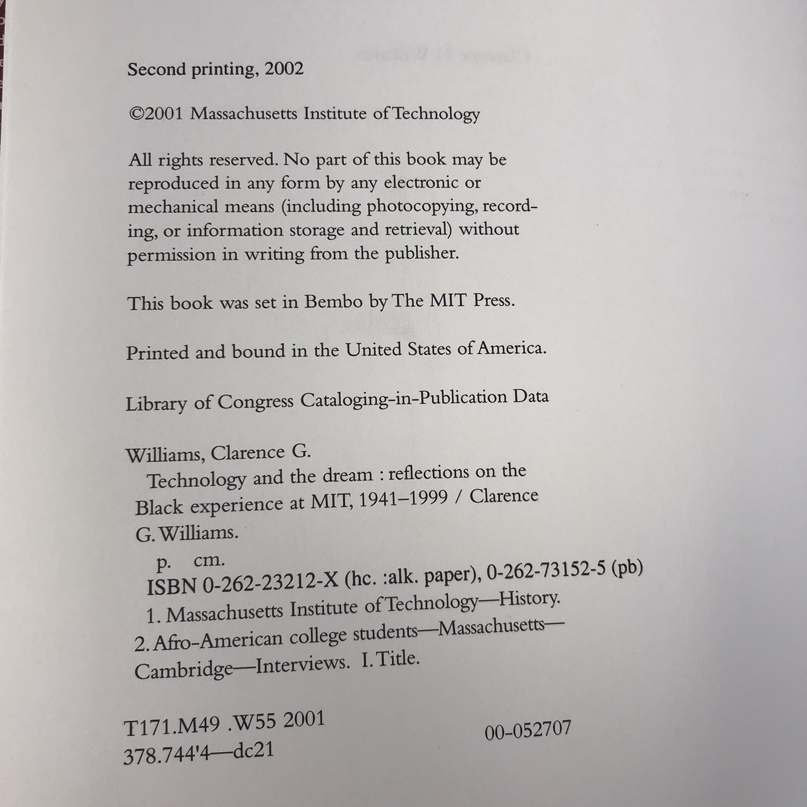 Technology and the Dream Reflections on the Black Experience at MIT 1941-1999