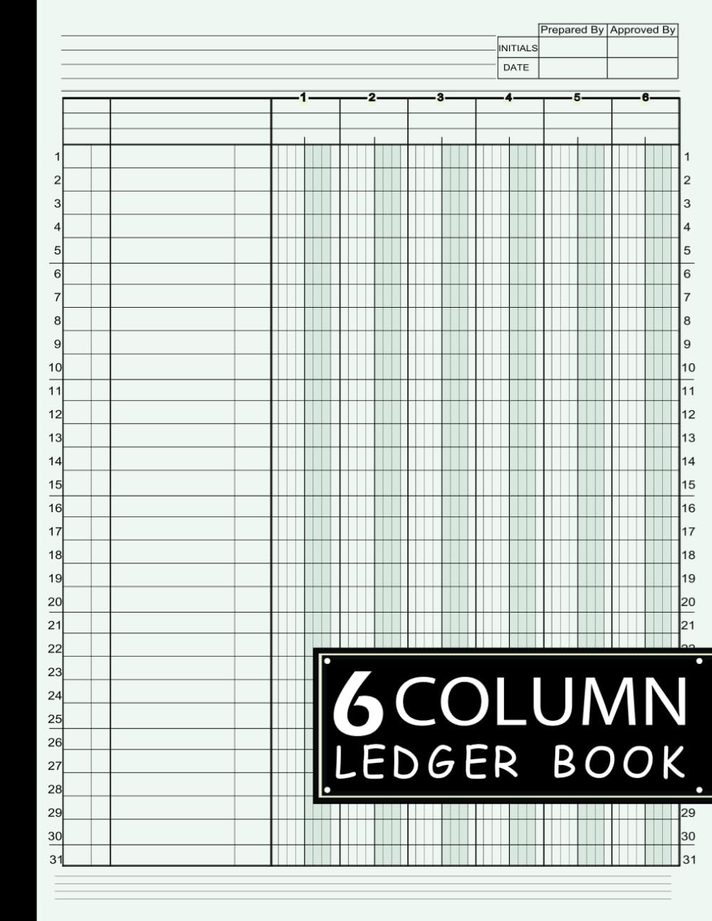 Large Six Column Ledger Book for Accounting and Personal Finance
