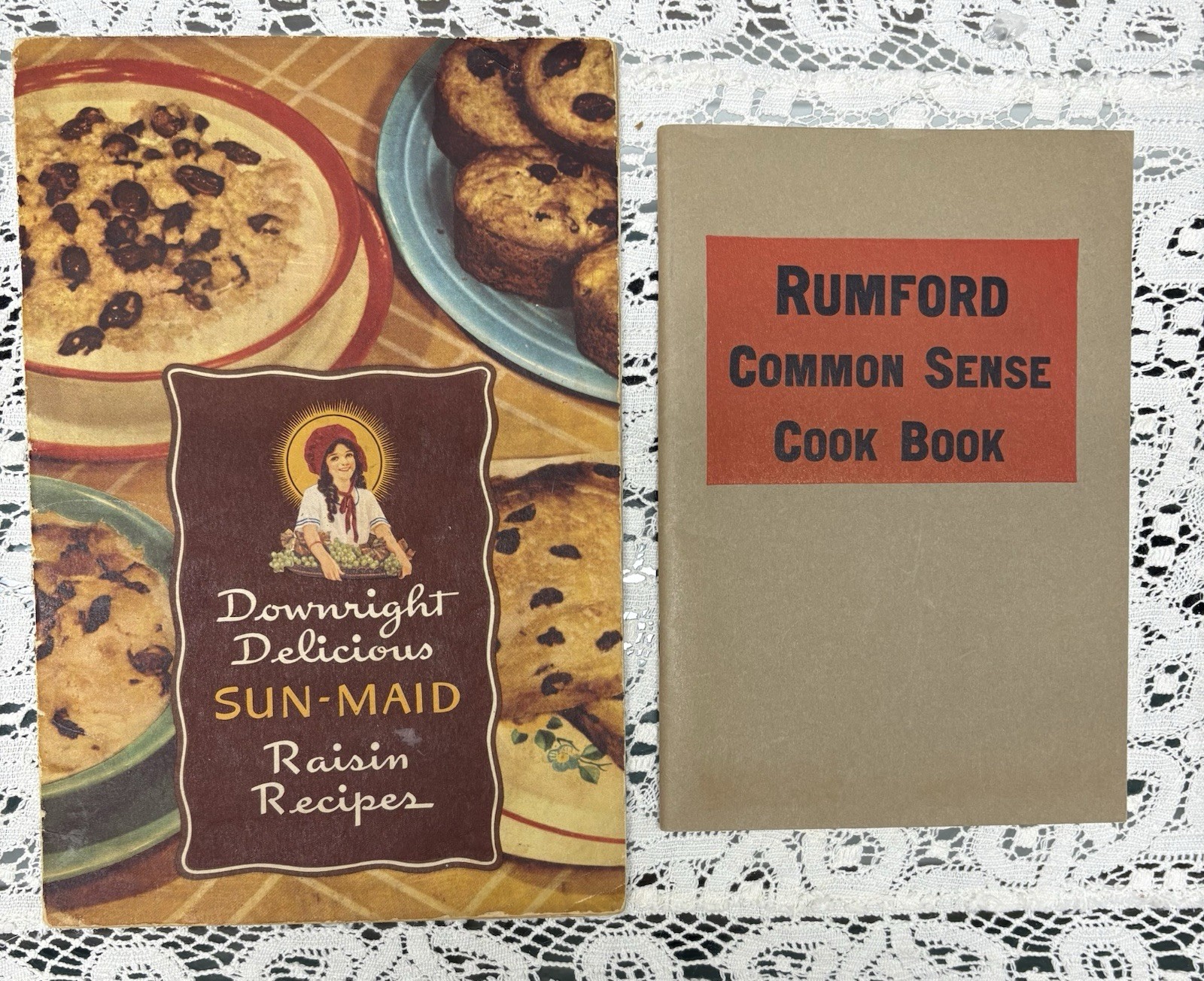 Rumford Common Sense Cook Book PB 1930 & Sun-Maid Raisin Cookbook 1960s