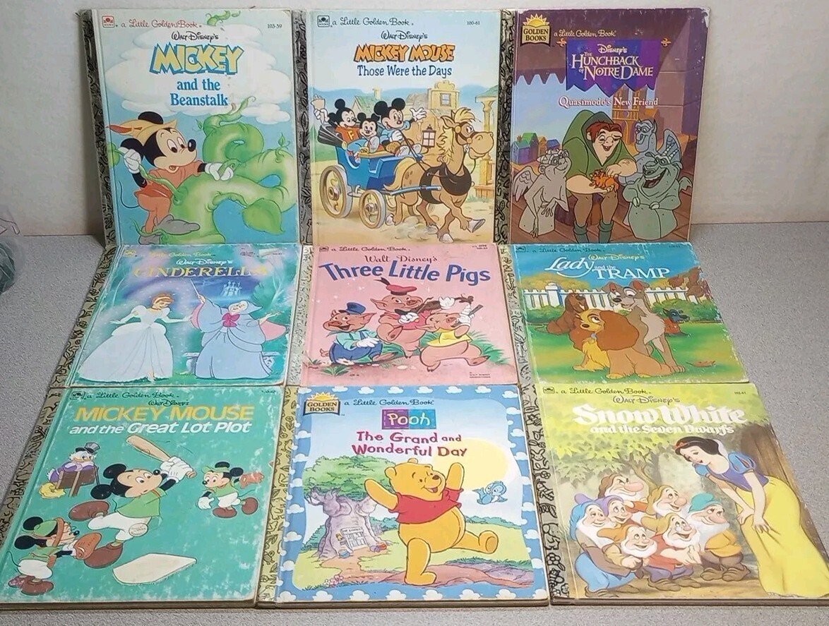 Vintage Walt Disney Little Golden Books Mixed Titles 80s 90s Lot Of 9
