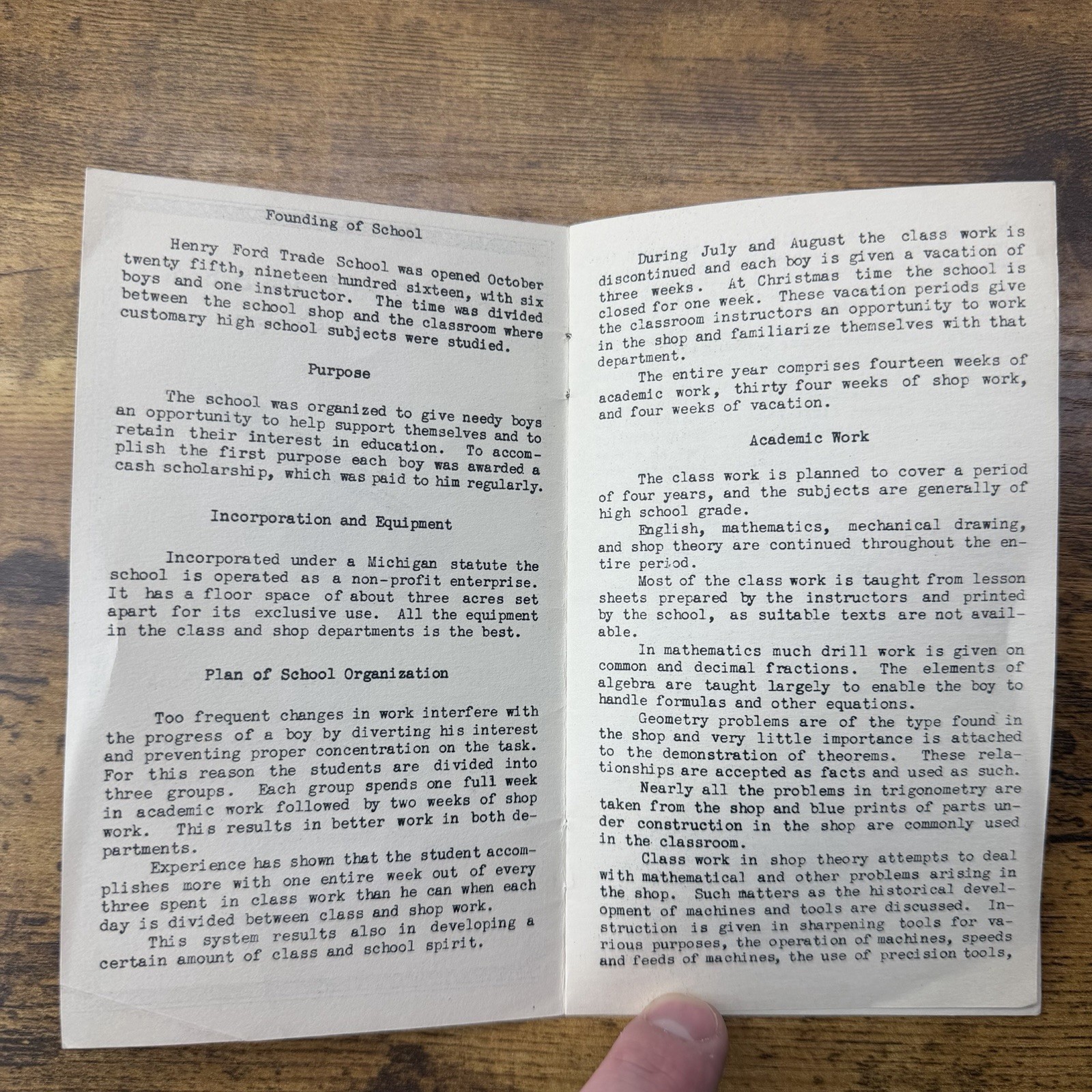 1920s Henry Ford Trade School Prospectus – Dearborn Michigan Automotive History