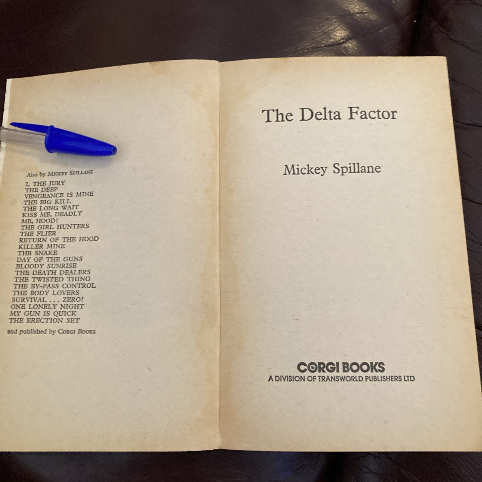 SPILLANE THE DELTA FACTOR. Corgi Softcover 1977. Good Vintage Book 190 Pages