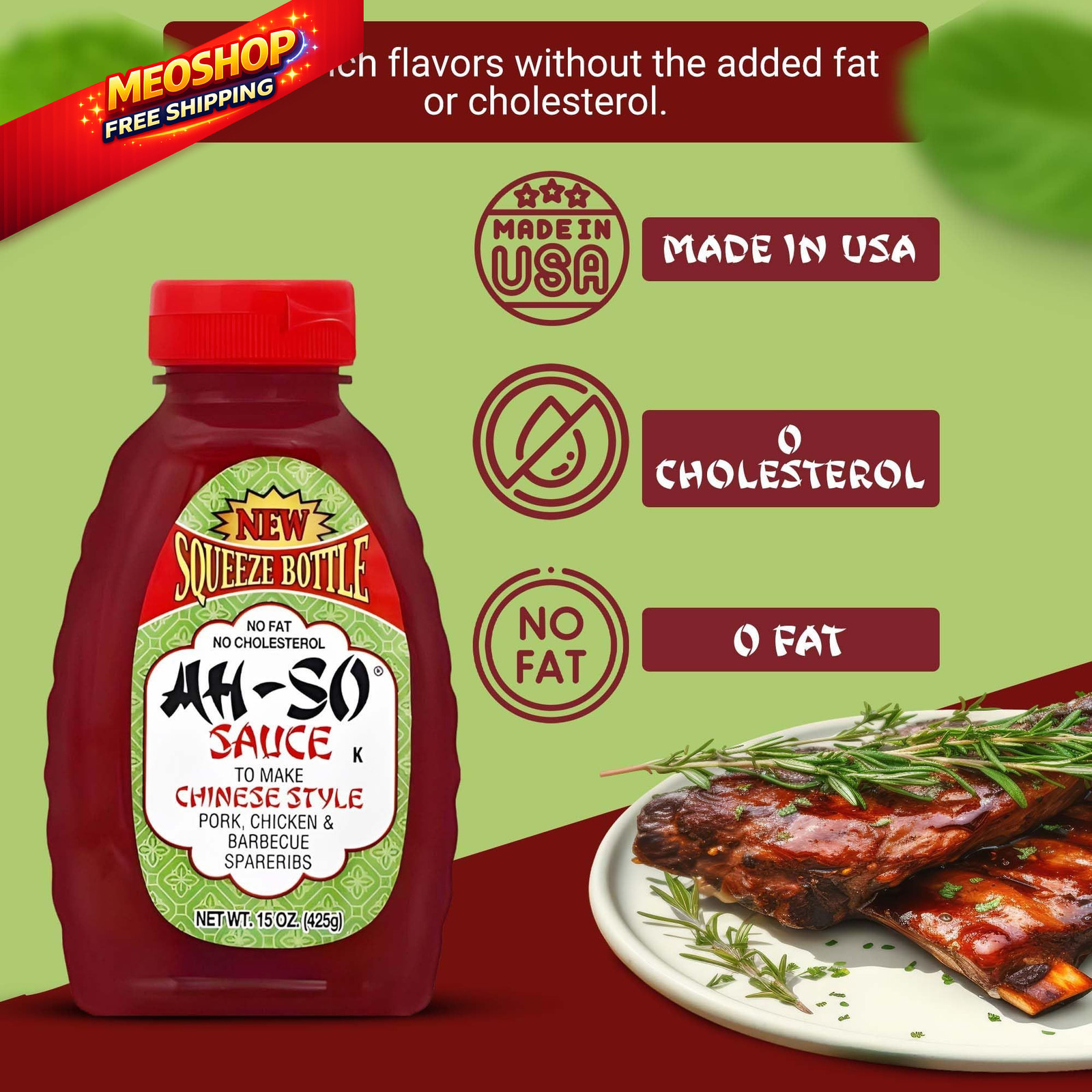 Ah-So Chinese-Style BBQ Sauce, Red Rib 15 oz Squeeze 15 Ounce (Pack of 1)