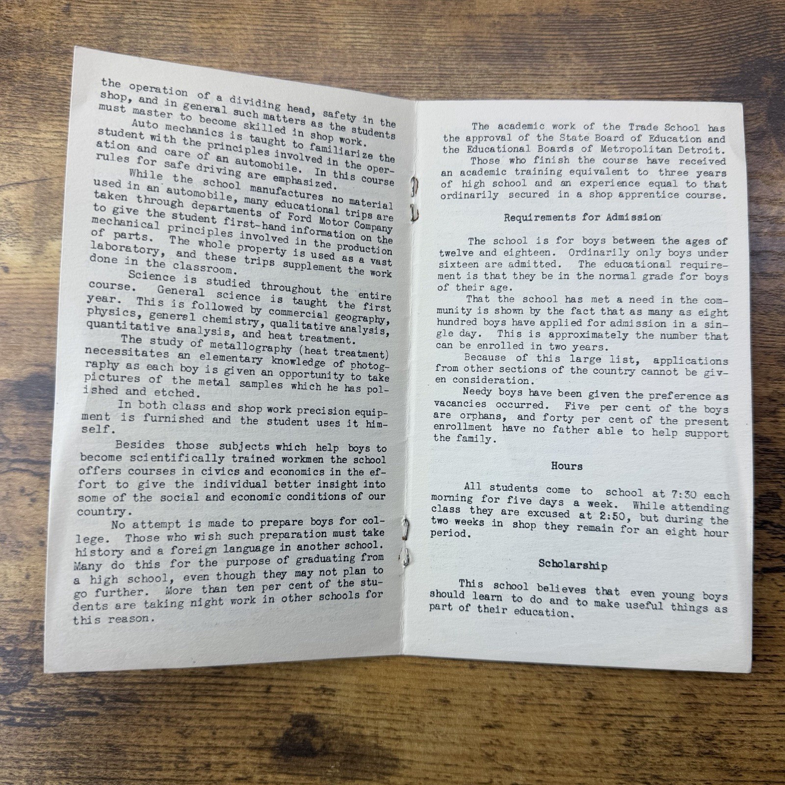 1920s Henry Ford Trade School Prospectus – Dearborn Michigan Automotive History