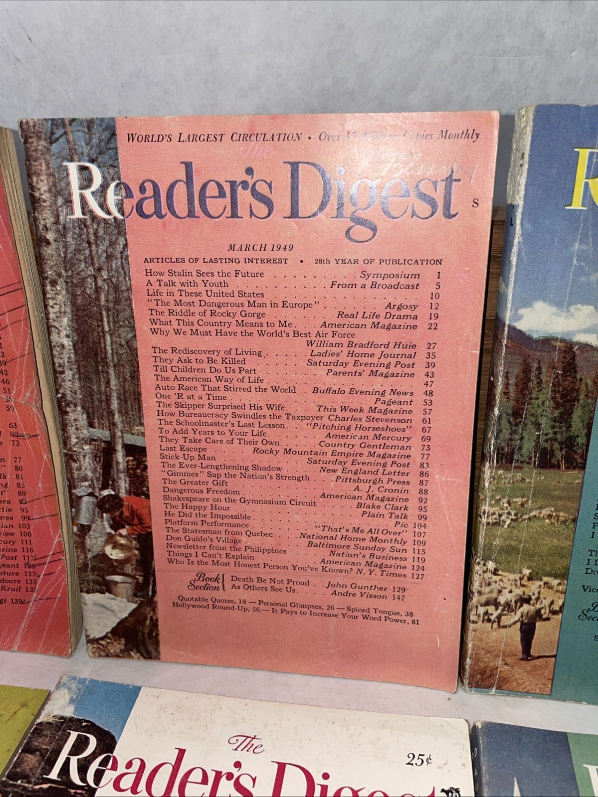 1949 READER’S DIGEST MAGAZINE Lot Of 11. Vintage History Shorts.