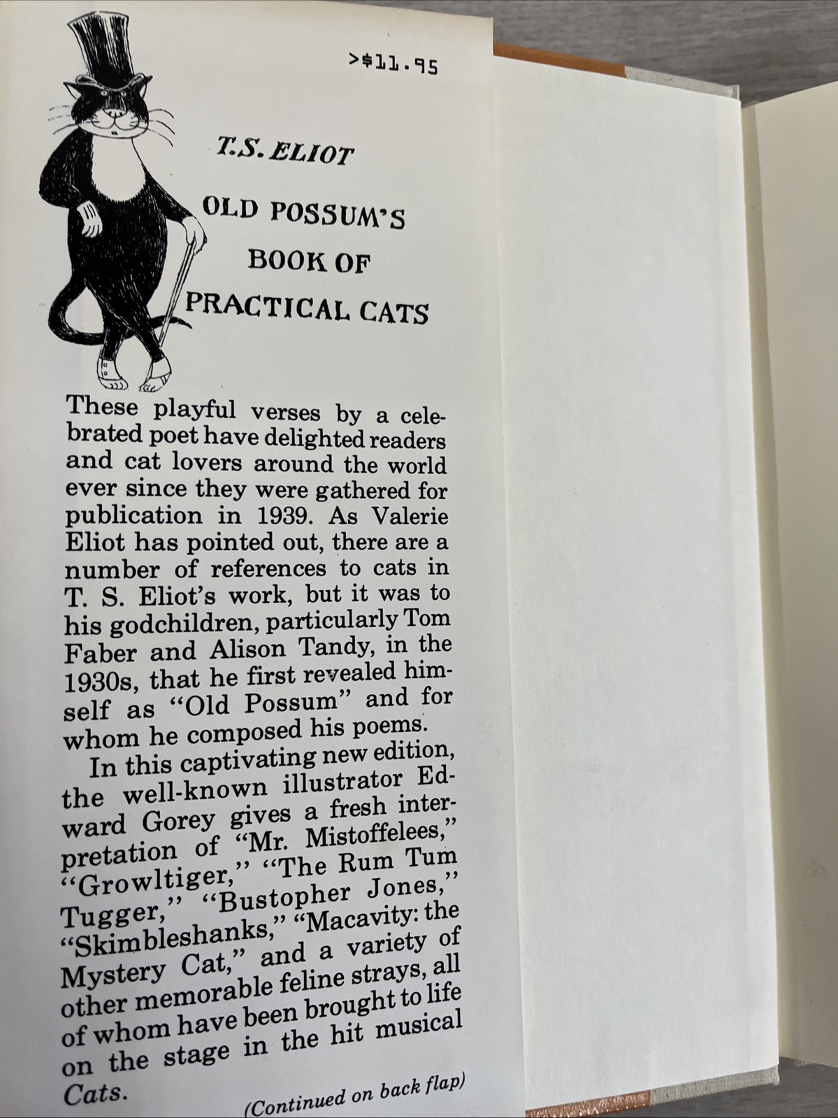 1982 Old Possum’s Book of Practical Cats – T.S. Eliot 1st Edition, Edward Gorey