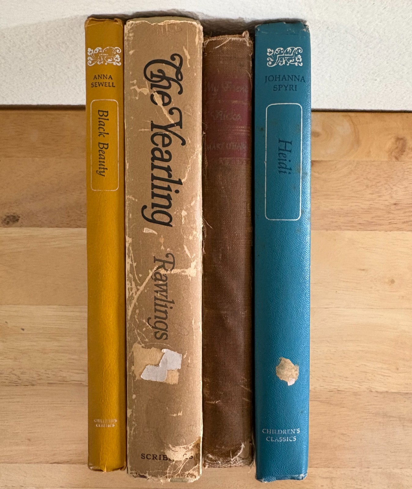 Lot of 4 Vintage Hardback Books for Young Readers, Mixed condition