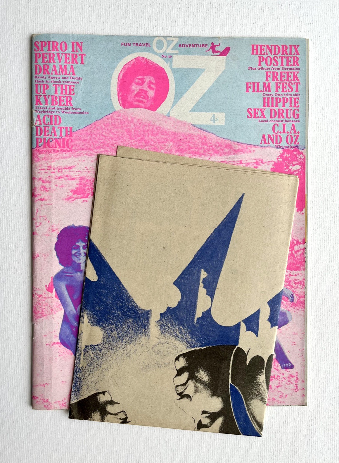 OZ MAGAZINE No.30 with Jimi Hendrix poster. LIGHT BLUE VARIANT