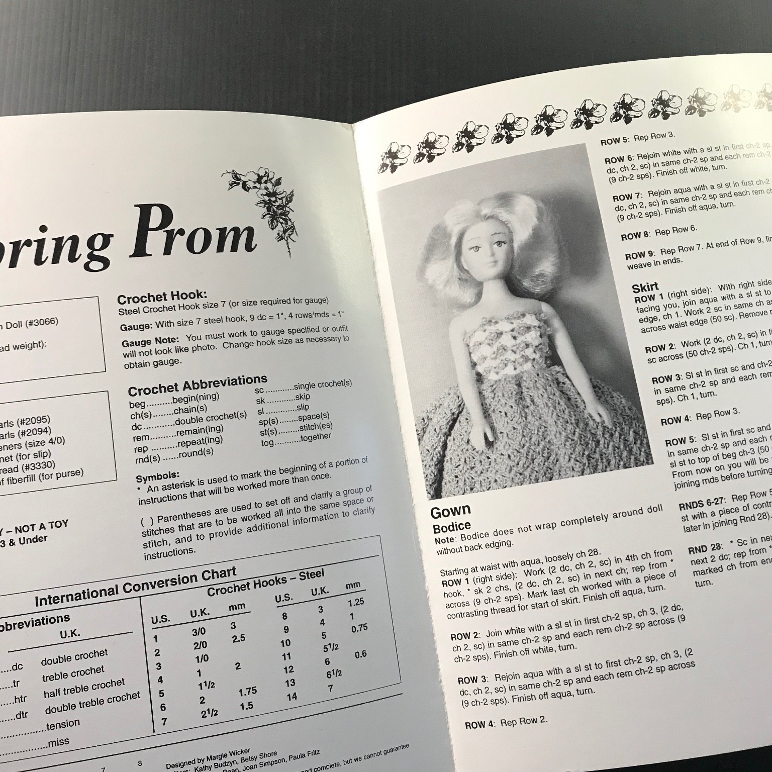 Spring Prom Crochet Pattern Book Fibre-Craft FCM267 Doll Gown 1980