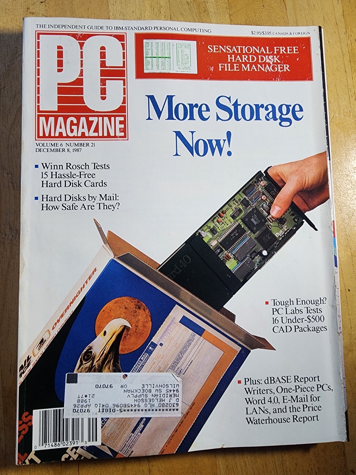 PC MAGAZINE December 1987 ~EARLY COMPUTERS~ 578 PAGES! ~ Hard Disk Storage Cards