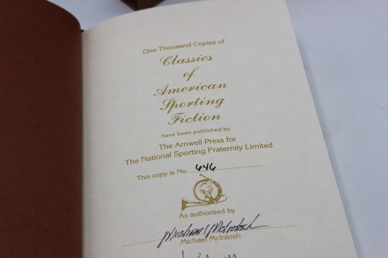 Classics Of American Sporting Fiction Michael McIntosh Signed Ltd Ed No 646