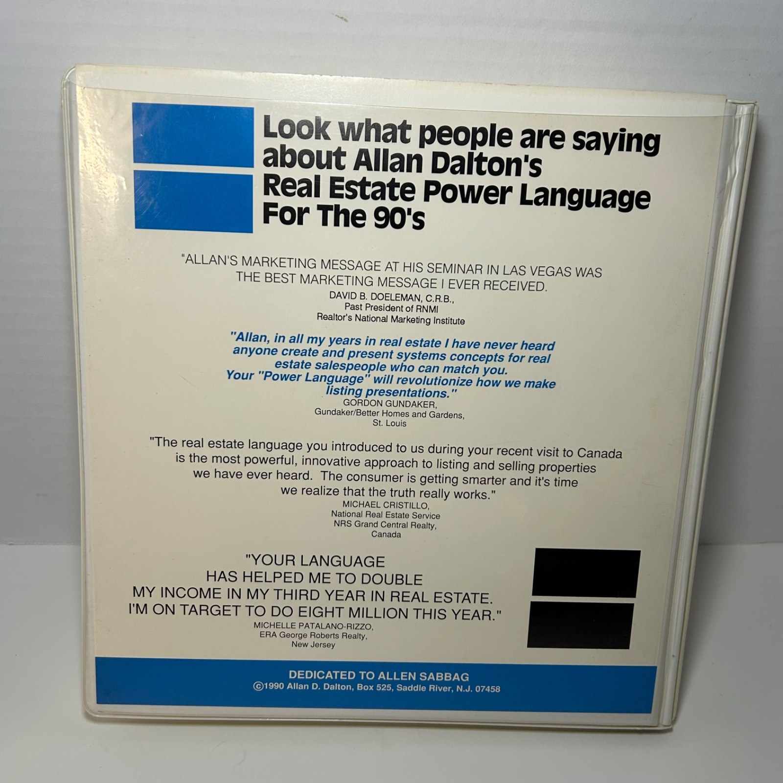 Allan Dalton Presents Real Estate Power Language Cassette Set Course 1990