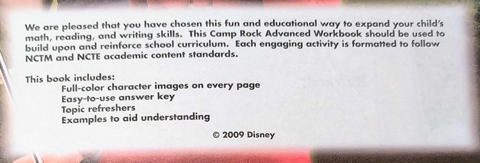 Disney CAMP ROCK Reading, Writing & Math Advanced Workbook w/Stickers Ages 9-12