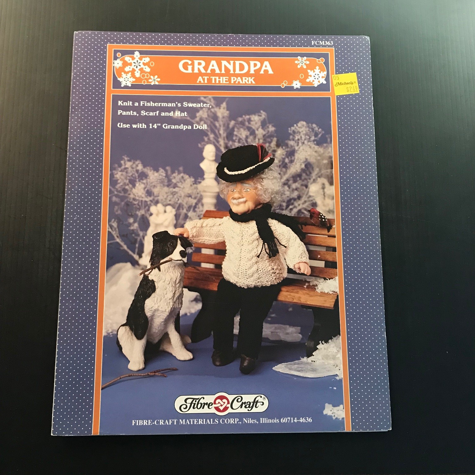 Grandpa at the Park Fibre-Craft FCM363 1993 Knitting Doll Clothes Pattern
