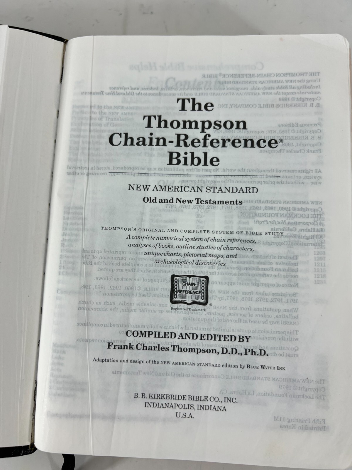 Kirkbride Thompson Chain Reference Bible NASB Genuine Leather Black | 1993 RARE!