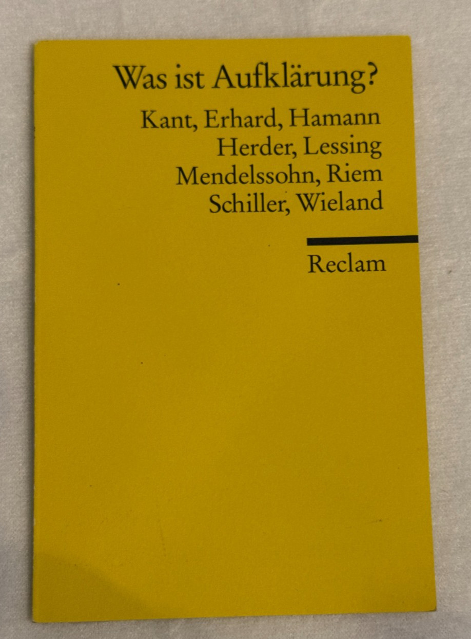 WAS IST AUFKLÄRUNG? Kant Erhard Hamann PB German philosophy Reclam