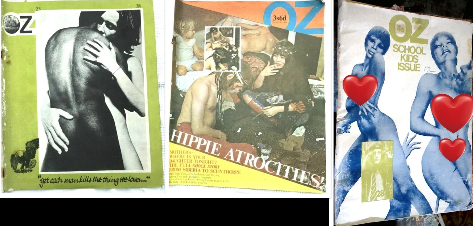 OZ #23+25+28 (1969) UK 3 magazines Counter-Culture
