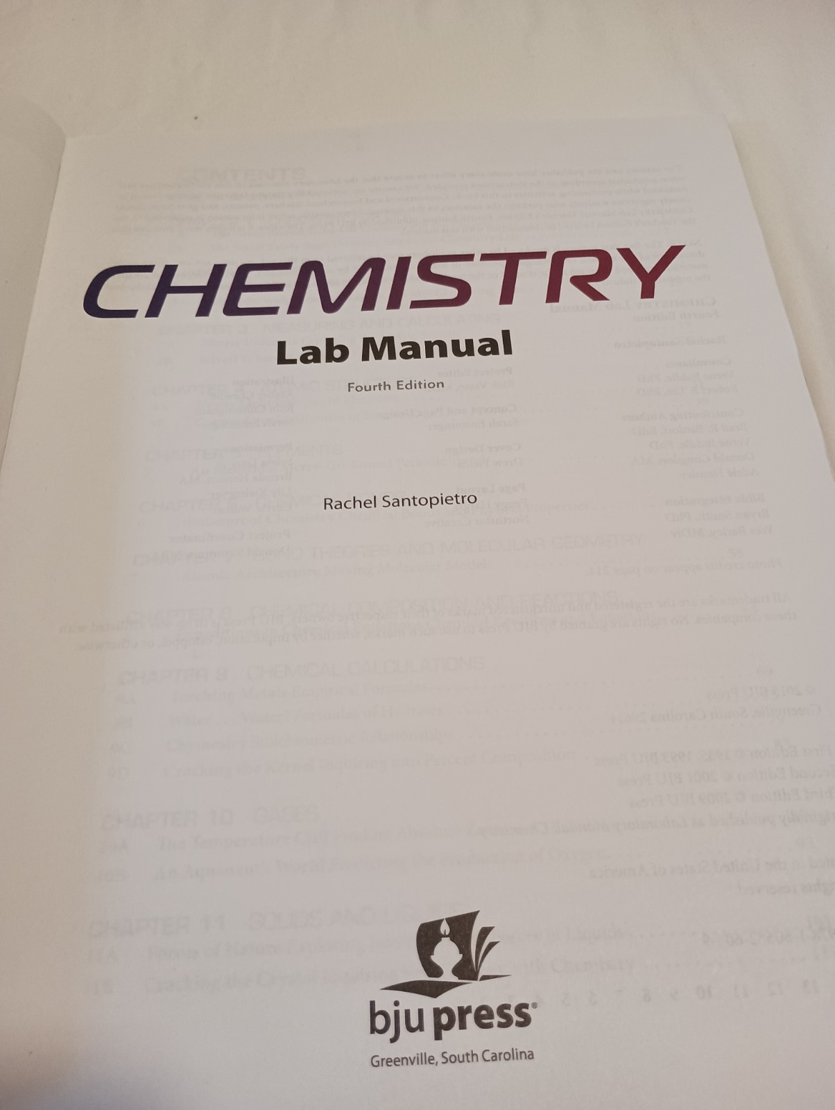 BJU Press Homeschool Chemistry Student Lab Manual, 4th Edition