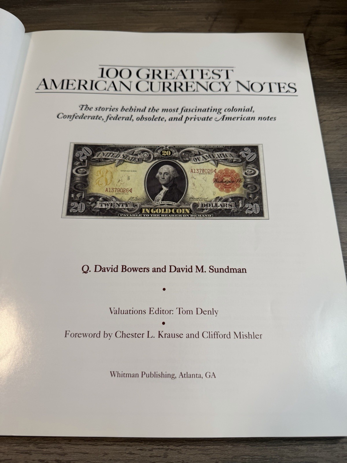100 Greatest American Currency Notes Bowers Sundman 2006 Numismatics Whitman